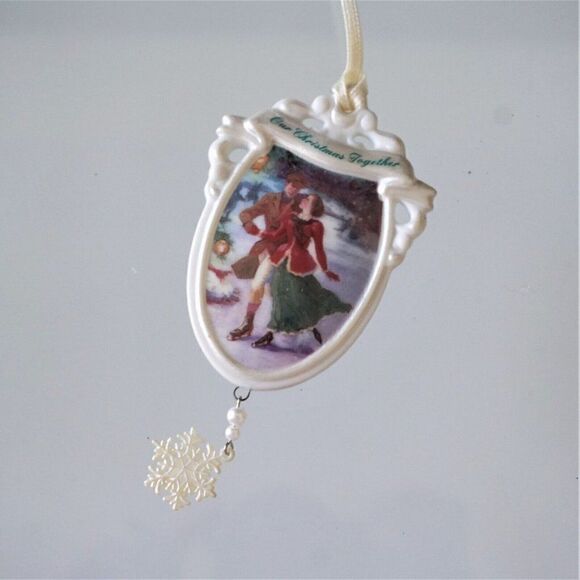 Our Christmas Together Ornament Hallmark 2000 Porcelain Skaters Couple - Picture 1 of 6